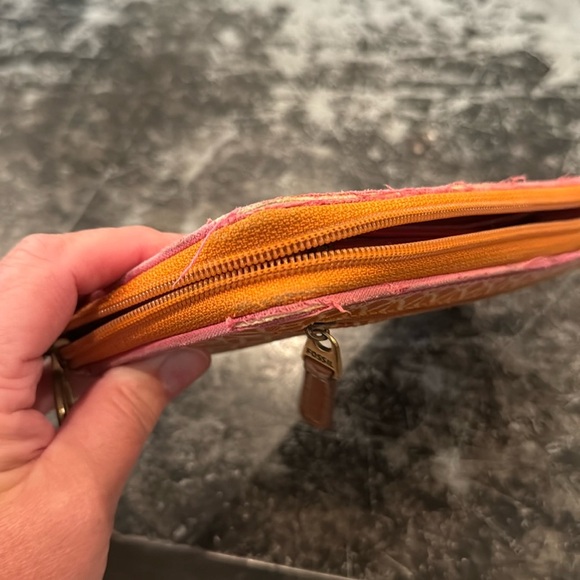 Fossil Orange Print Coated Canvas Zip Around Wallet - Picture 4 of 5